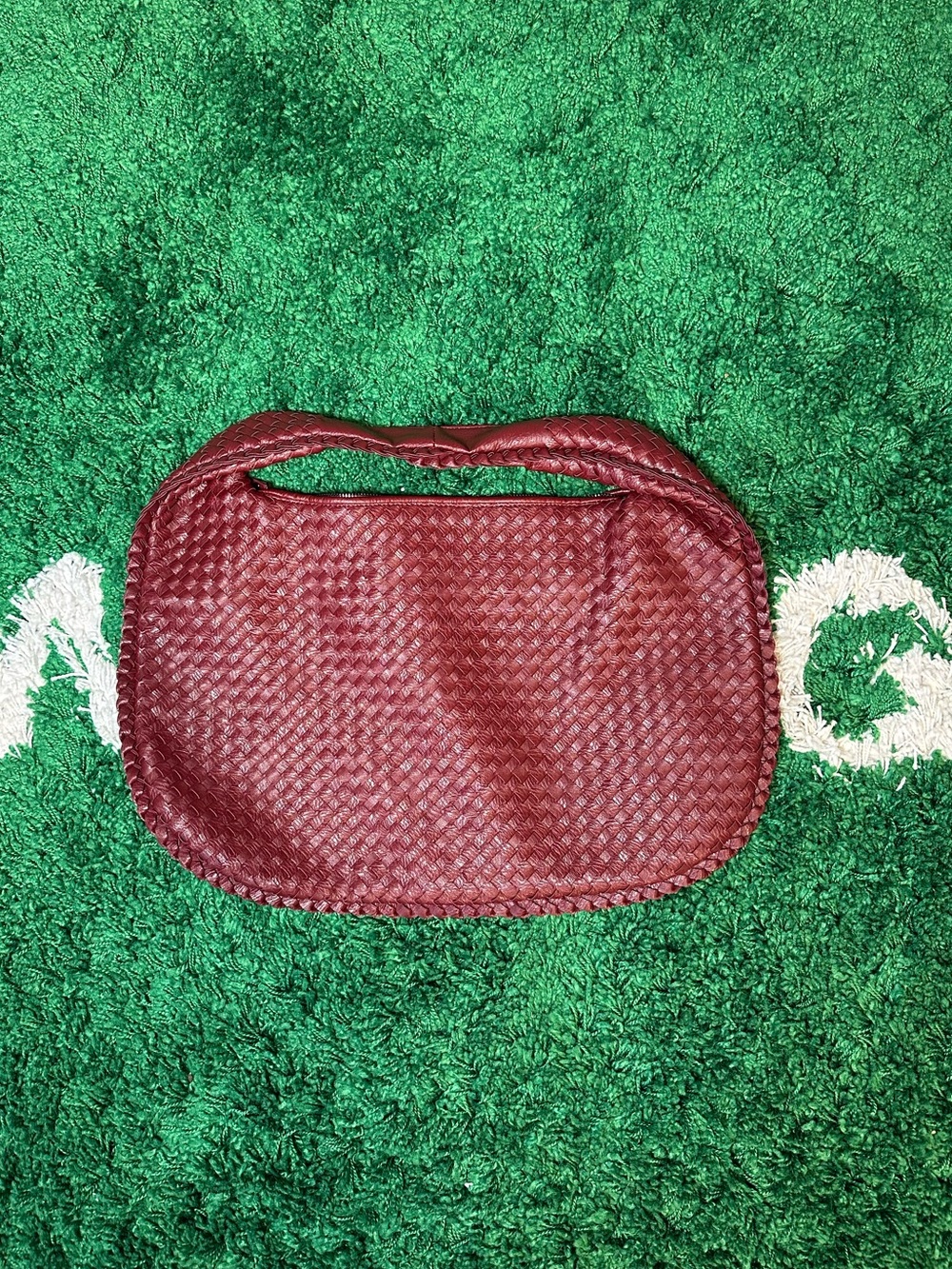 Woven Burgundy Shoulder Bag - Women
